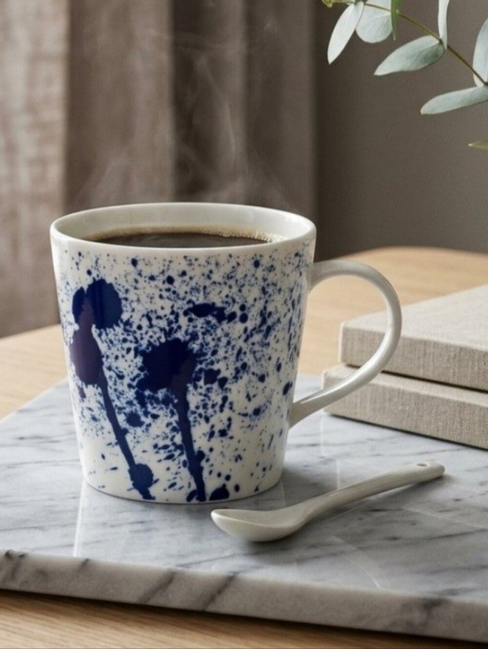 Royal Doulton Coffee Tea Mug from the "PACIFIC" Pattern White Blue Splashes 1815